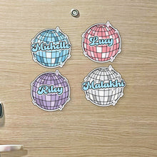 Load image into Gallery viewer, Custom Disco Ball - Custom Name Cruise Magnet Disco Fever - Girls Trip - Bachelorette Cruise Idea - Several Colors