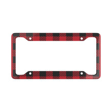 Load image into Gallery viewer, Plaid Flannel Square Pattern Lumberjack Christmas License Plate Frame - Red and Black
