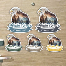 Load image into Gallery viewer, Custom Alaska Cruise - Alaska Landscape w/ Eagle - Custom Name and Ship Name - Custom Cruise Magnet - Several Colors