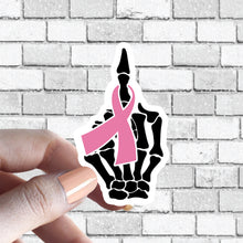 Load image into Gallery viewer, F Cancer Middle Finger Skeleton Hand Fuck Cancer Sticker - Several Ribbon Colors