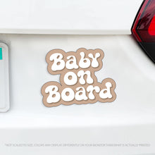 Load image into Gallery viewer, Retro Baby On Board Caution Magnet Groovy Text - Several Colors Available