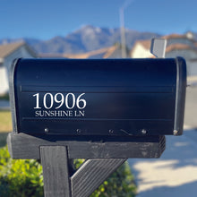 Load image into Gallery viewer, Serif Old Fashioned Mailbox Numbers Design Mailbox Decal and Street Name Vinyl Decal
