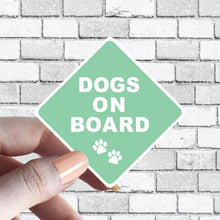 Load image into Gallery viewer, Dog(s) On Board Sticker Caution Sage Green Dogs in Car Sticker Aesthetically Pleasing