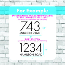 Load image into Gallery viewer, Modern Mailbox Numbers Design Mailbox Decal and Street Name Vinyl Decal