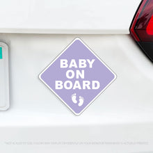 Load image into Gallery viewer, Baby On Board Caution Magnet - Lilac Purple Caution Sign Babies On Board or Twins - Aesthetically Pleasing