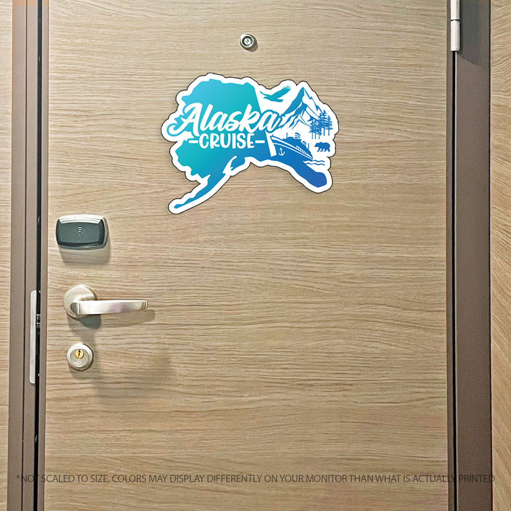 Alaska Cruise Magnet - Alaska State Design with Bear and Eagle - Several Colors