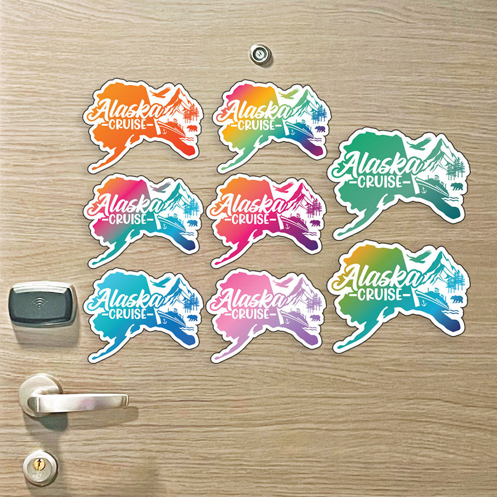 Alaska Cruise Magnet - Alaska State Design with Bear and Eagle - Several Colors