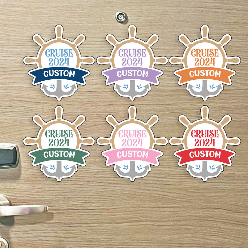 Custom Cruise & Year - Custom Name w/ Anchor & Helm - Custom Cruise Magnet - Several Colors