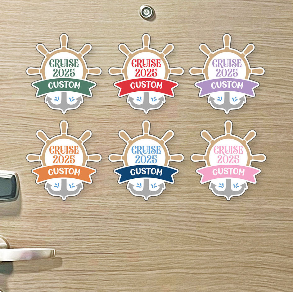 Custom Cruise & Year - Custom Name w/ Anchor & Helm - Custom Cruise Magnet - Several Colors