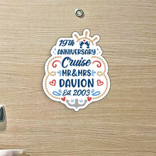 Load image into Gallery viewer, Inspired - DCL Mickey &amp; Minnie- Anniversary Cruise Mr/Mrs/&quot;The&quot; Family Name 2024 / 2025 Trip w/ Anchor - Custom Cruise Magnet
