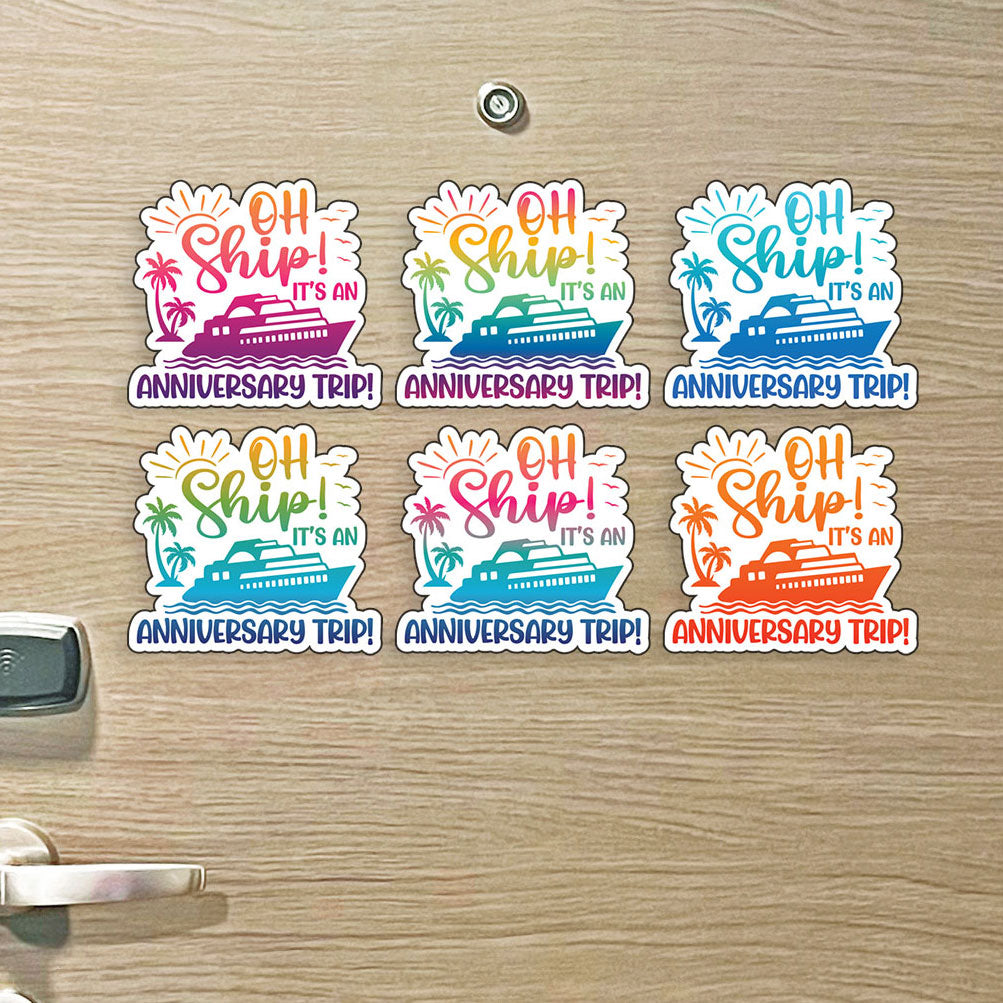Anniversary Trip Cruise Magnet - Punny Oh Ship! It's an Anniversary Trip - Several Colors