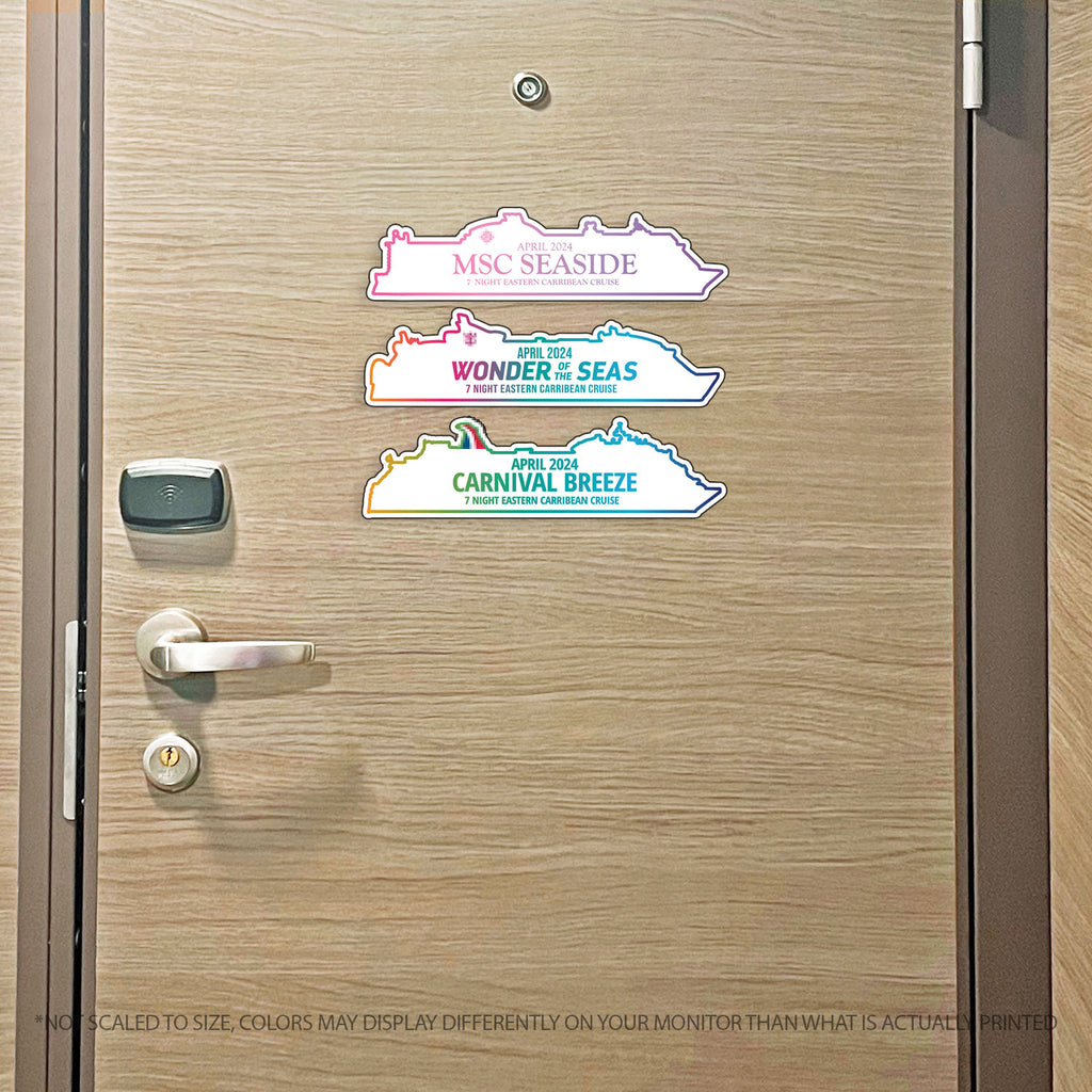 Custom Cruise Ship MAGNET Tracker - Custom Outlined Ship with Name Cruise Magnet - Several Colors