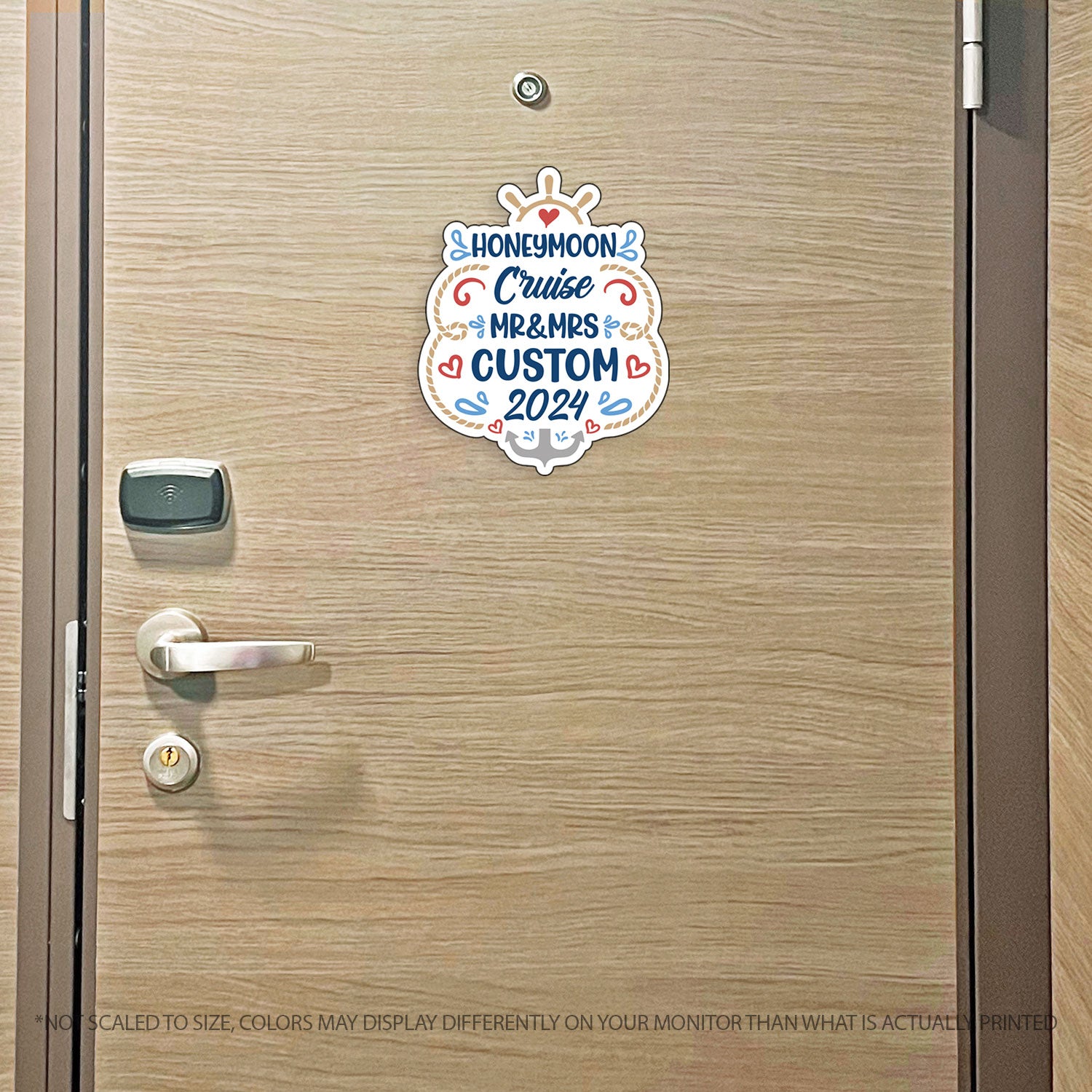 Custom Honeymoon Cruise Mr/Mrs/"The" Family Name 2023 Trip w/ Anchor & Hearts - Custom Cruise Magnet - Several Colors