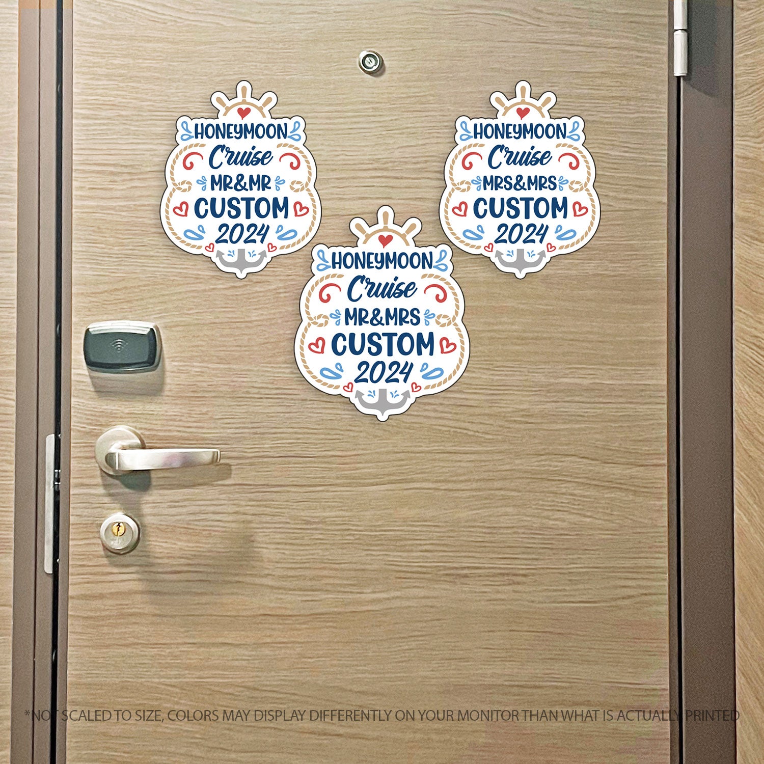 Custom Honeymoon Cruise Mr/Mrs/"The" Family Name 2023 Trip w/ Anchor & Hearts - Custom Cruise Magnet - Several Colors