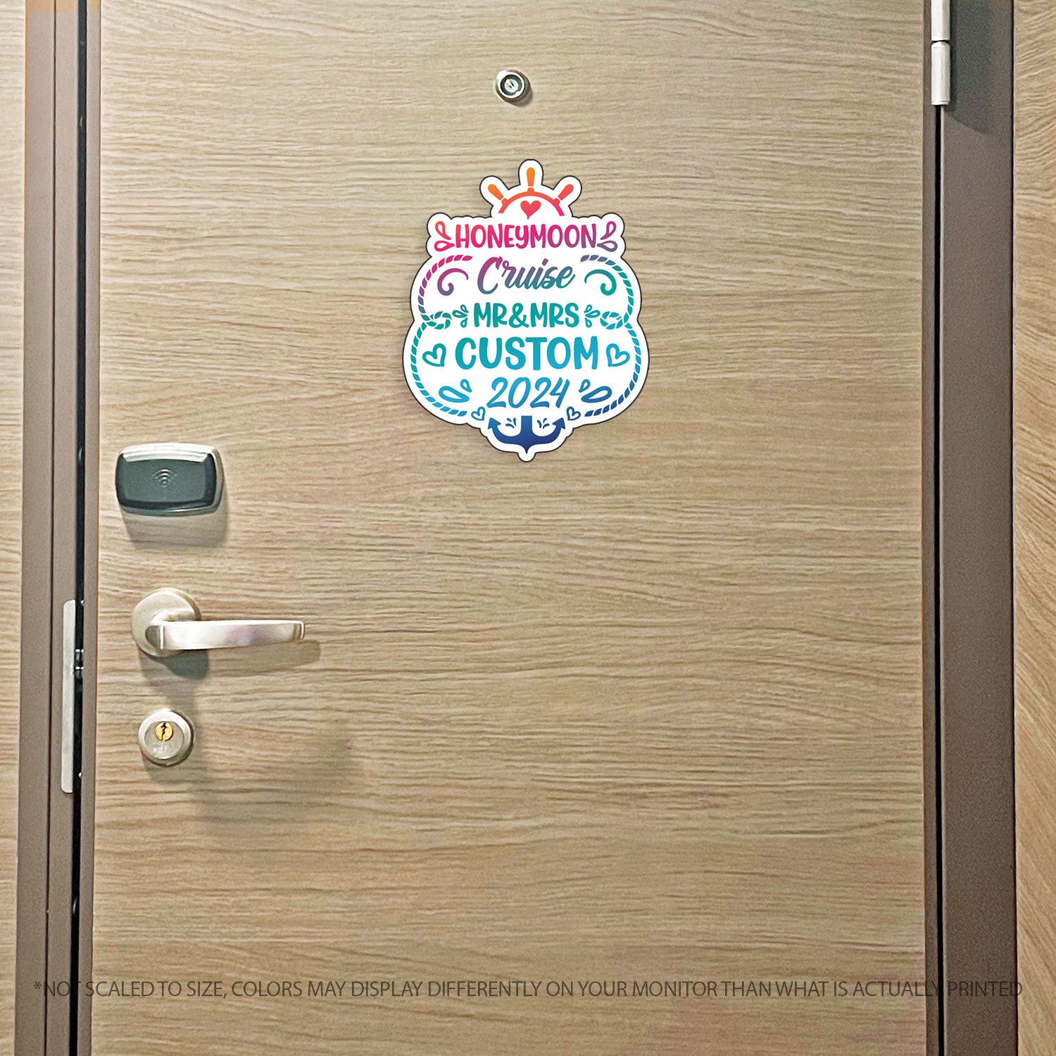 Custom Honeymoon Cruise Mr/Mrs/"The" Family Name 2023 Trip w/ Anchor & Hearts - Custom Cruise Magnet - Several Colors