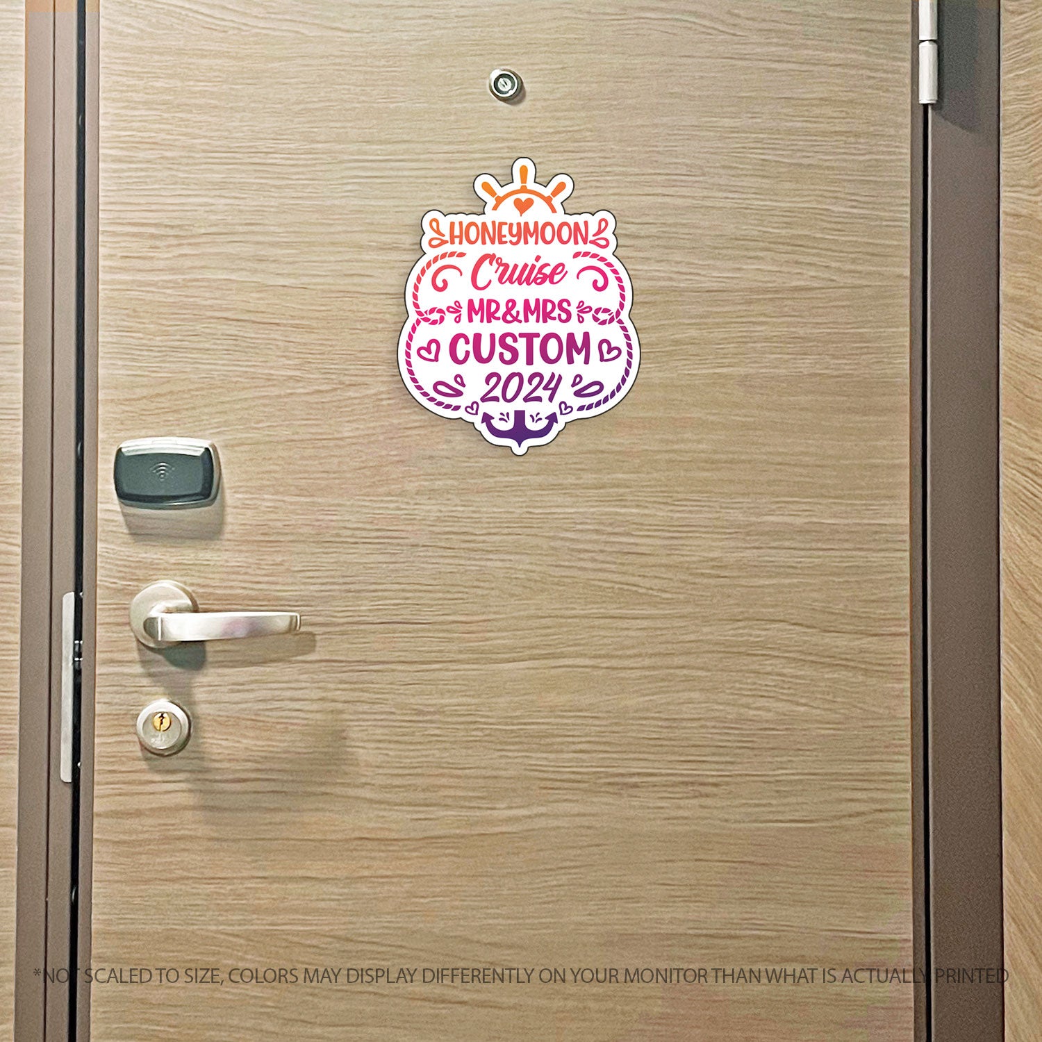 Custom Honeymoon Cruise Mr/Mrs/"The" Family Name 2023 Trip w/ Anchor & Hearts - Custom Cruise Magnet - Several Colors