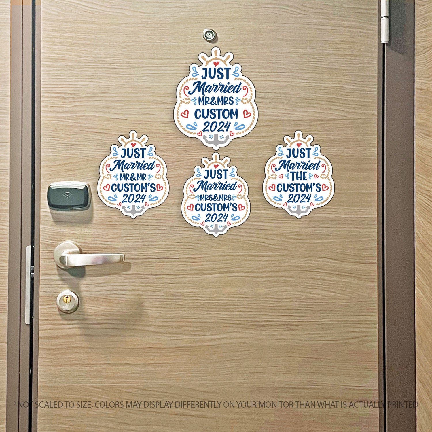 Custom Just Married Cruise Mr/Mrs/"The" Family Name 2023 Trip w/ Anchor & Hearts - Custom Cruise Magnet - Several Colors
