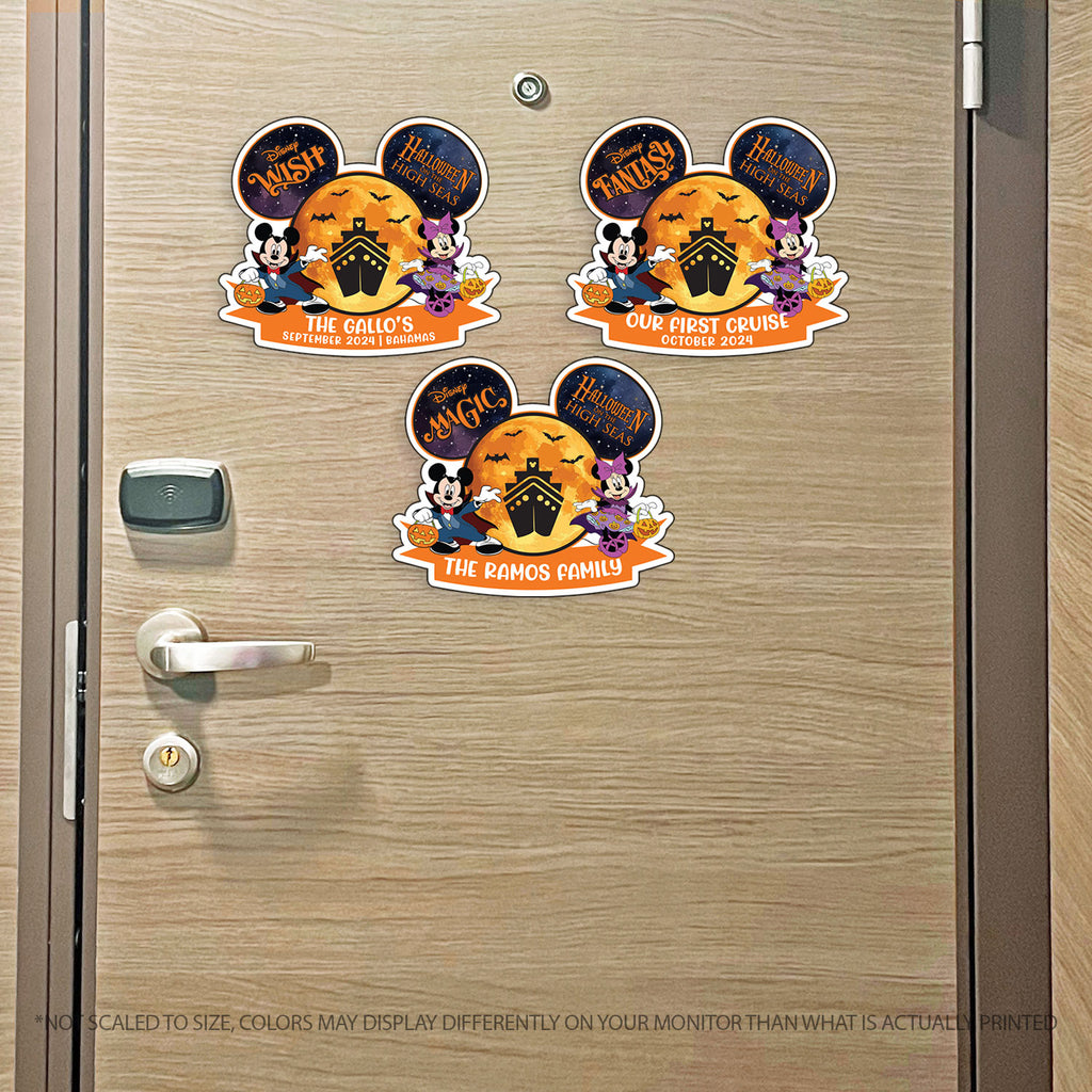 Inspired - Halloween Magnet DCL Cruise Ship with Full Moon Mickey & Minnie - Inspired Cruise Magnet