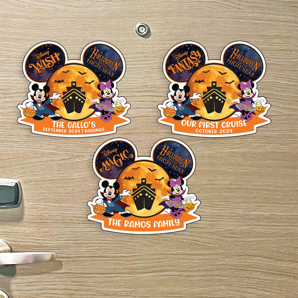Inspired - Halloween Magnet DCL Cruise Ship with Full Moon Mickey & Minnie - Inspired Cruise Magnet