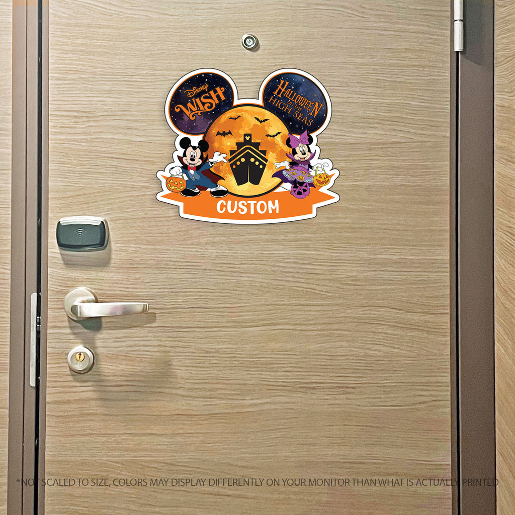 Inspired - Halloween Magnet DCL Cruise Ship with Full Moon Mickey & Minnie - Inspired Cruise Magnet