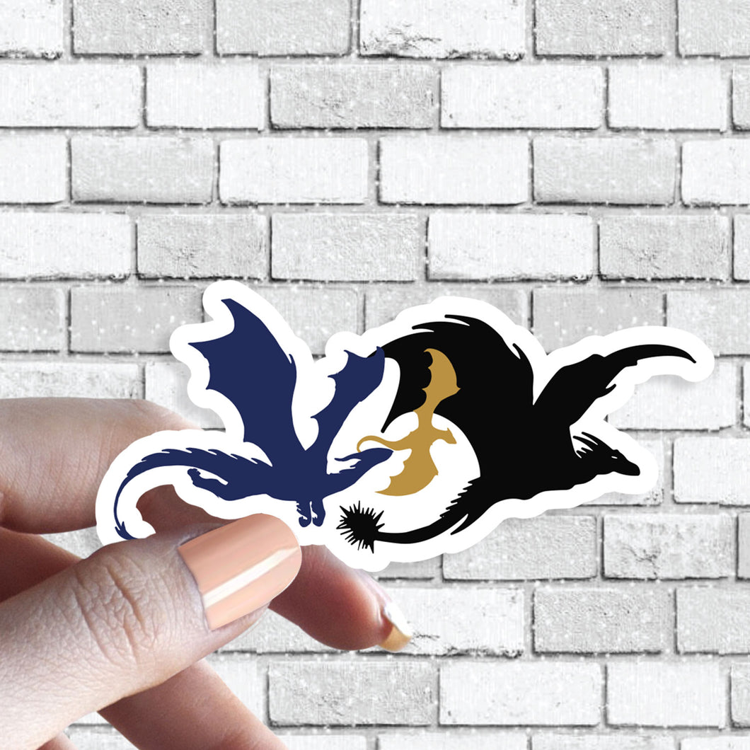 Book Sticker - Three Dragons - Navy Dragon, Black Dragon, Gold Dragon