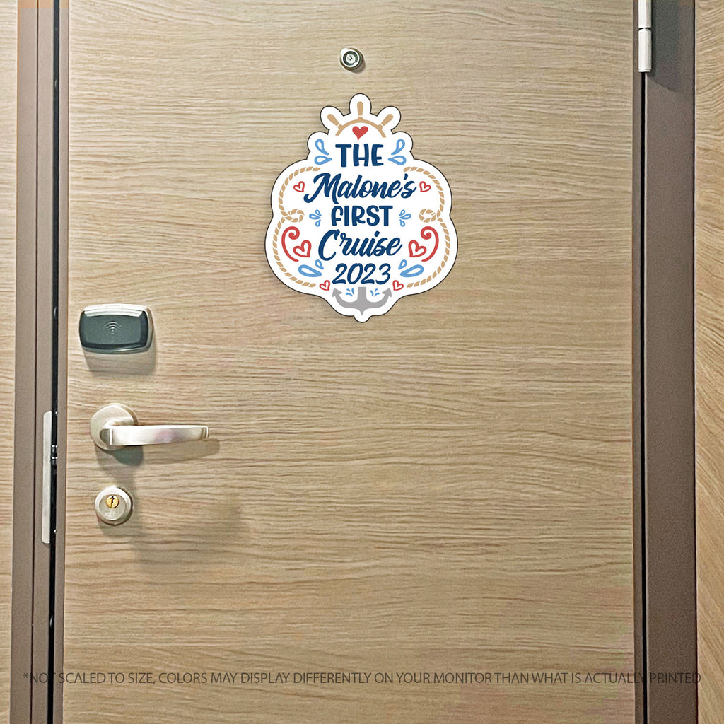Custom Name - Family Name - First Cruise 2023 Trip w/ Anchor & Hearts - Custom Cruise Magnet