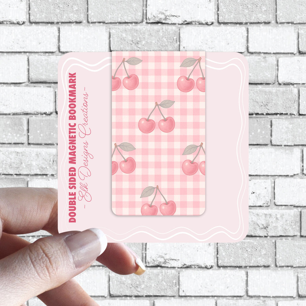 Cutesy Coquette Pink Magnetic Bookmark - Cherry, Bows, Florals, Gingham - Available in Holographic - 1pc