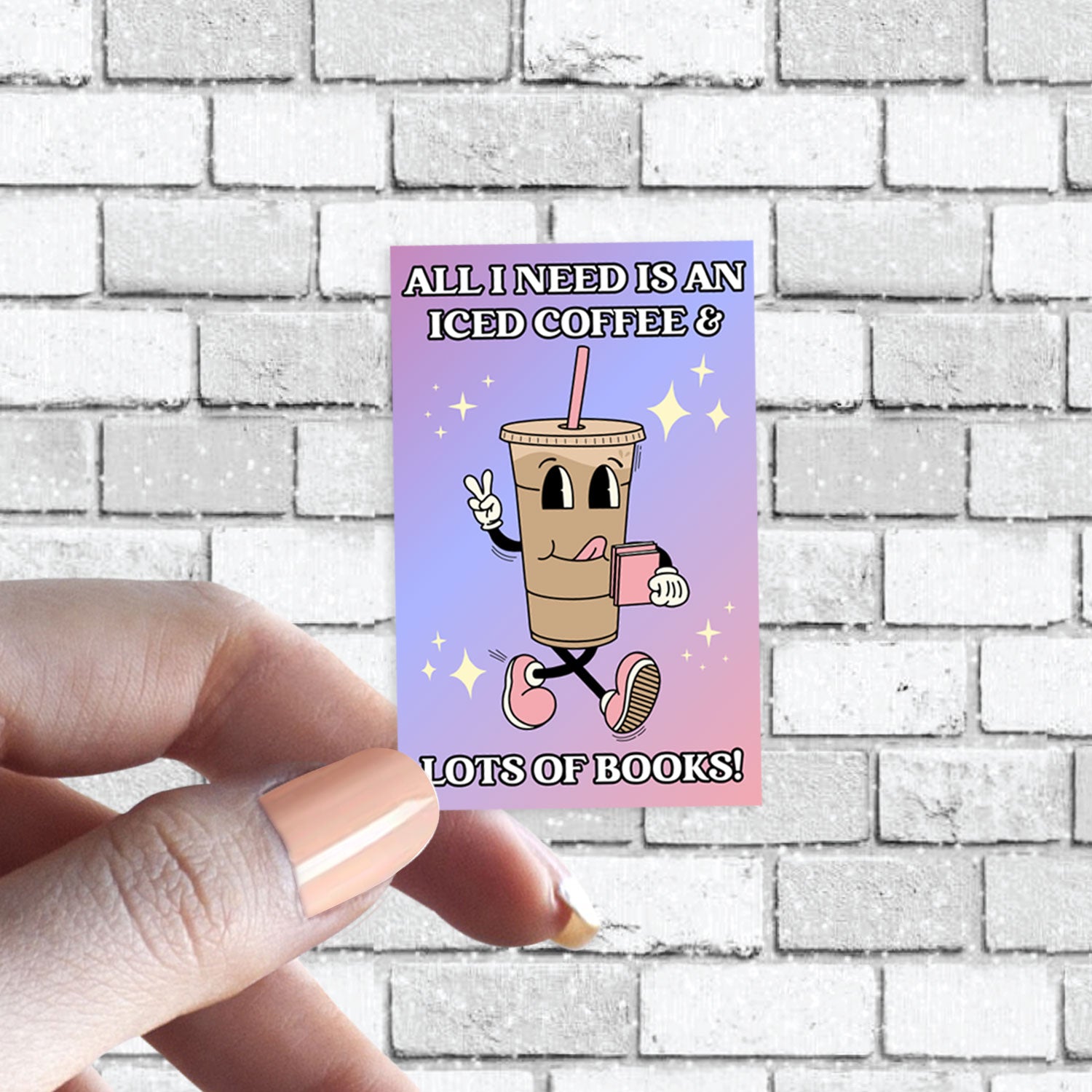 Funny Book Sticker - Ice Coffee Lover - All I Need is Iced Coffee & Spicy Books