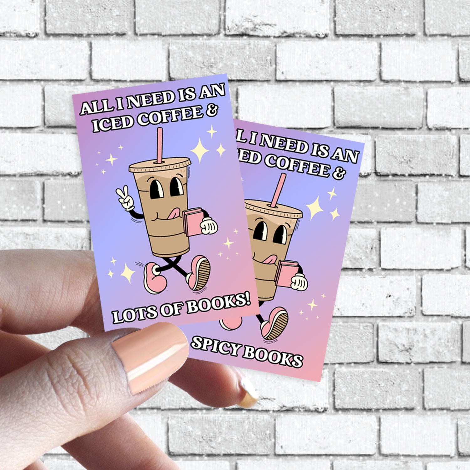Funny Book Sticker - Ice Coffee Lover - All I Need is Iced Coffee & Spicy Books