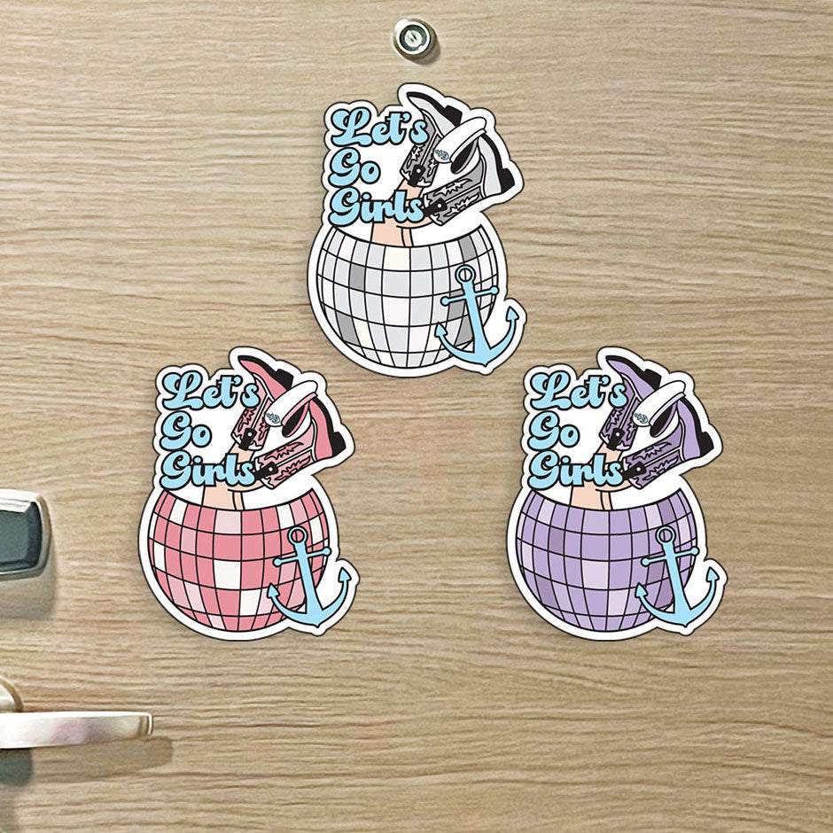 Disco Ball "Let's Go Girls"- Girls Trip, Sister Trip, Bachelorette Trip - Disco Time - Cruise MAGNET for Magnetic Cruise Doors - Several Colors