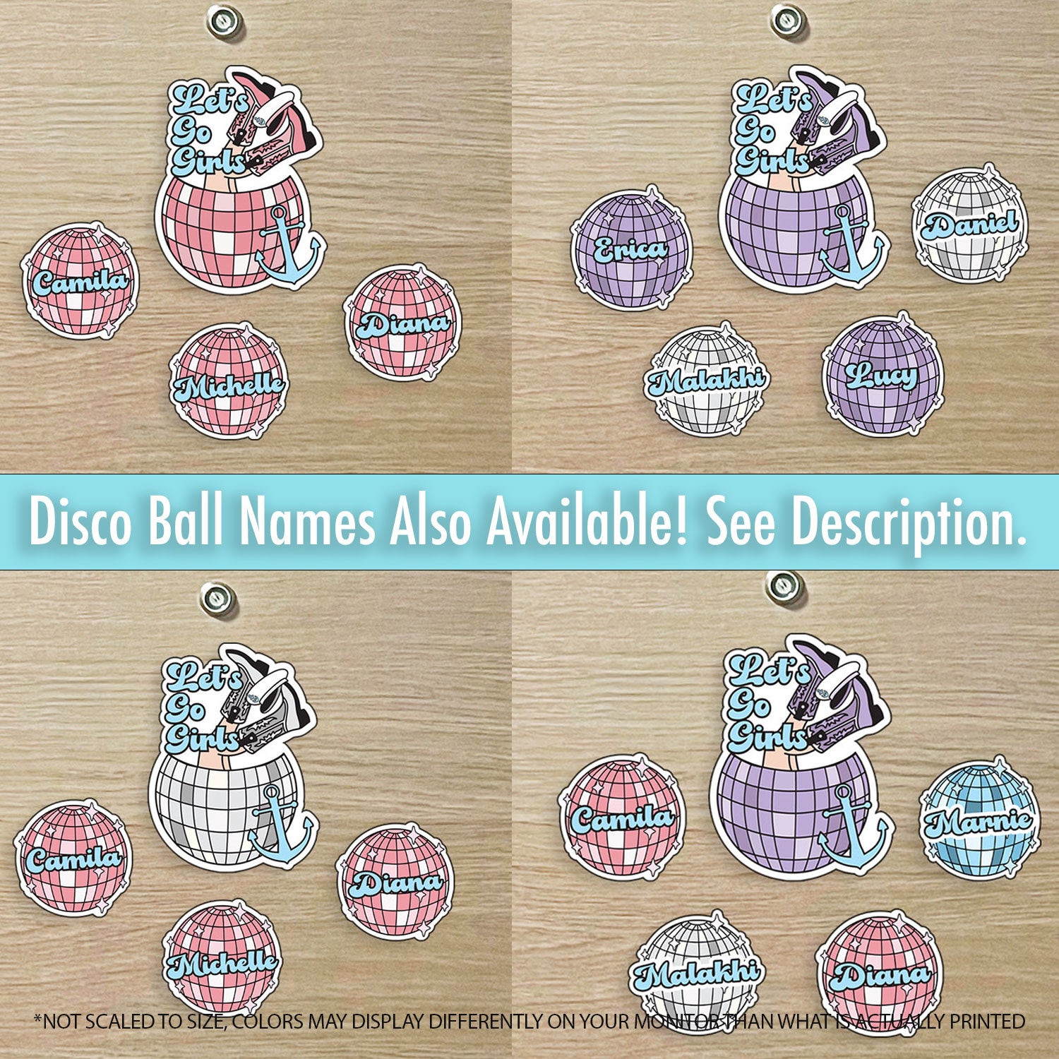 Disco Ball "Let's Go Girls"- Girls Trip, Sister Trip, Bachelorette Trip - Disco Time - Cruise MAGNET for Magnetic Cruise Doors - Several Colors