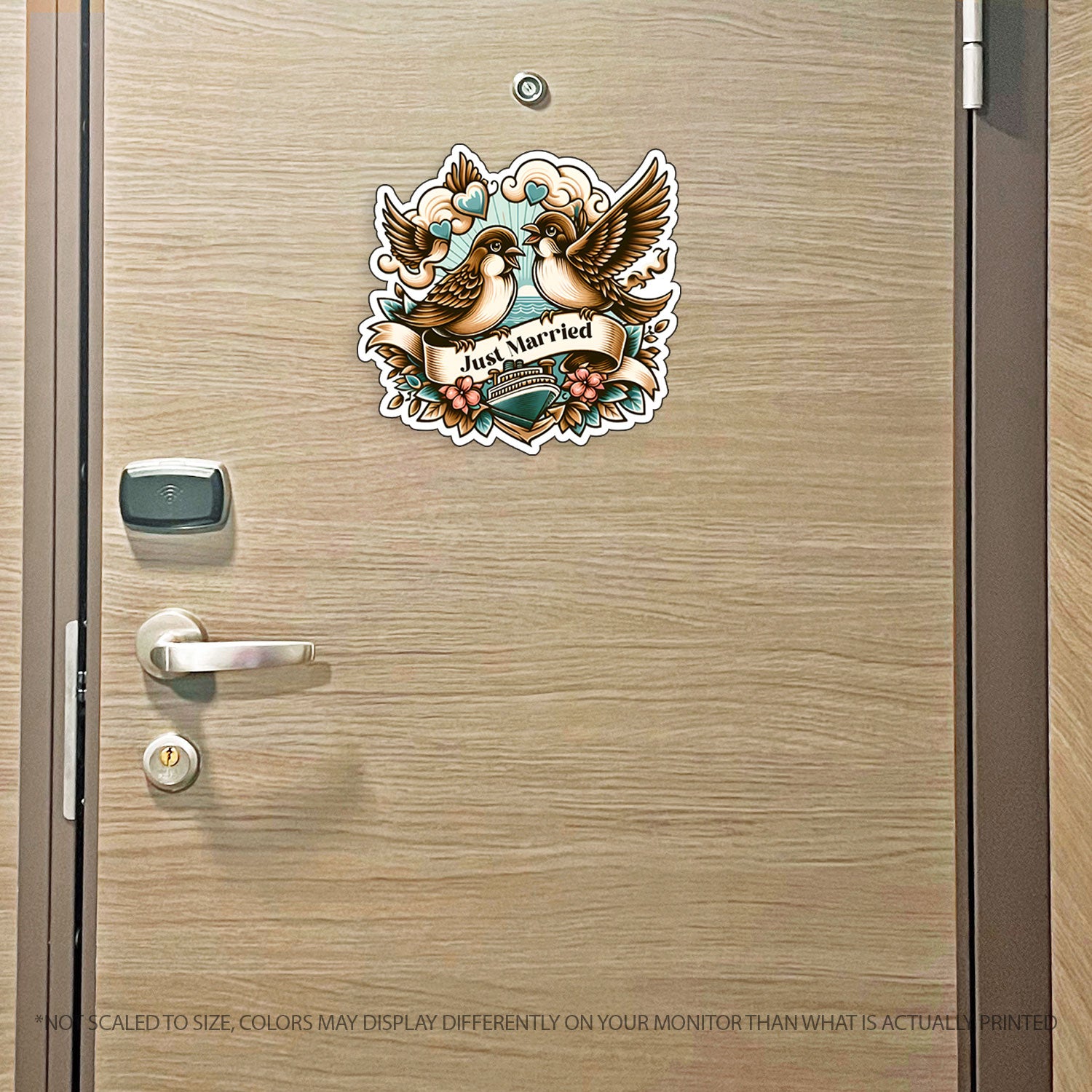 Love Birds Cruise MAGNET w/ Sailor Style Tattoo Cruise Theme- Several Sayings Available (Newlyweds, Honeymooners)