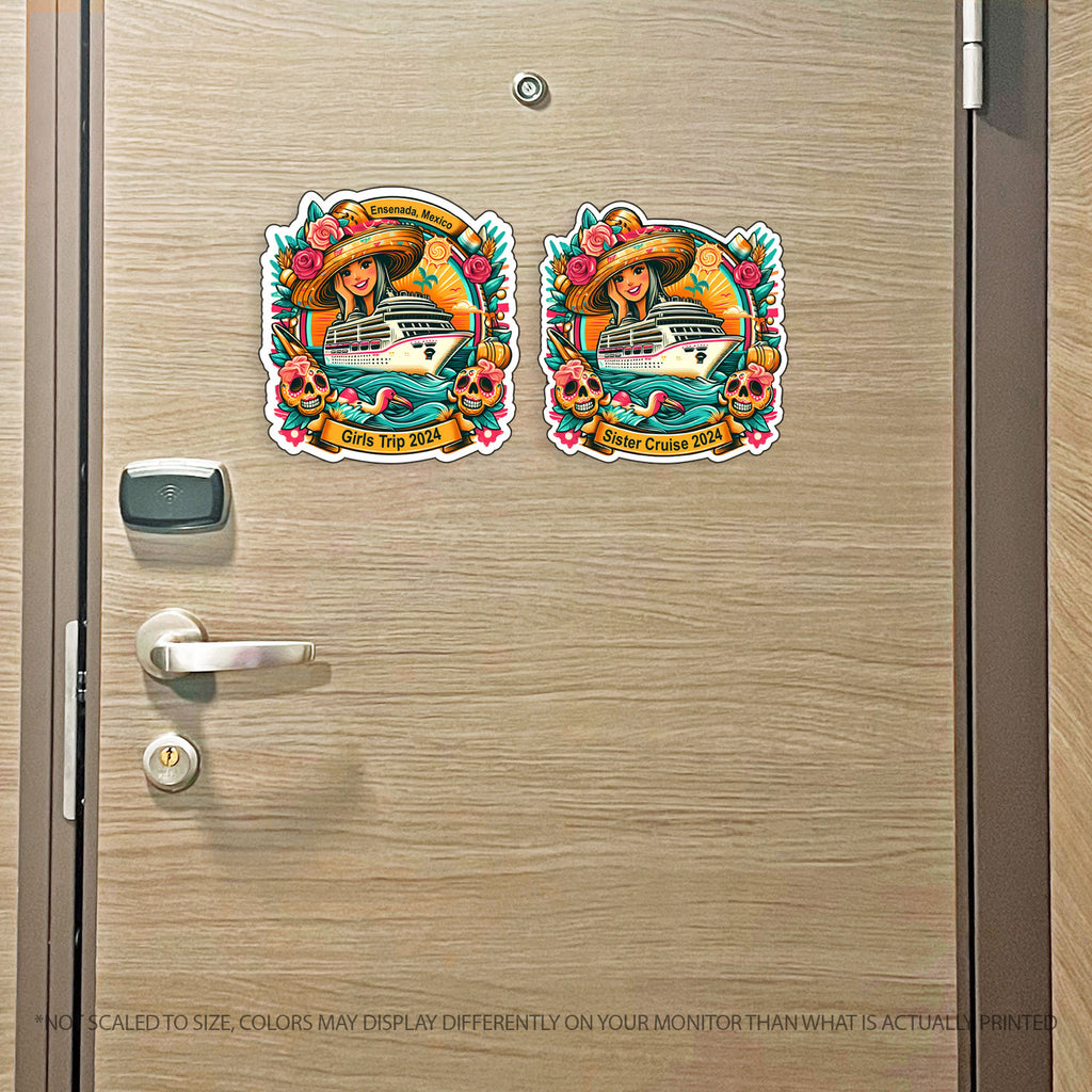 Girls Trip, Sister Trip, Bachelorette - Custom Colorful Mexico Cruise MAGNET for Magnetic Cruise Doors -Hawaii Cruise - Two Options