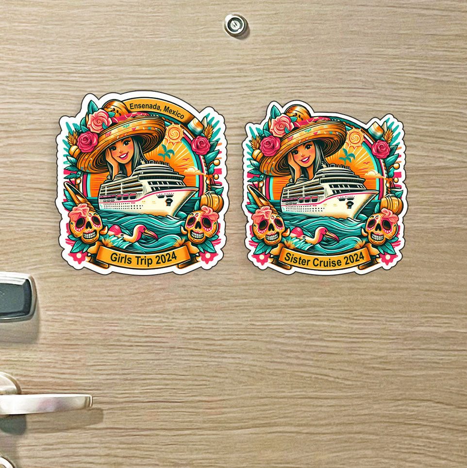 Girls Trip, Sister Trip, Bachelorette - Custom Colorful Mexico Cruise MAGNET for Magnetic Cruise Doors -Hawaii Cruise - Two Options