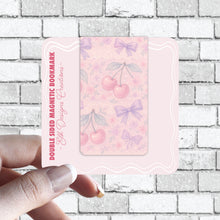 Load image into Gallery viewer, Cutesy Coquette Pink Magnetic Bookmark - Cherry, Bows, Florals, Gingham - Available in Holographic - 1pc
