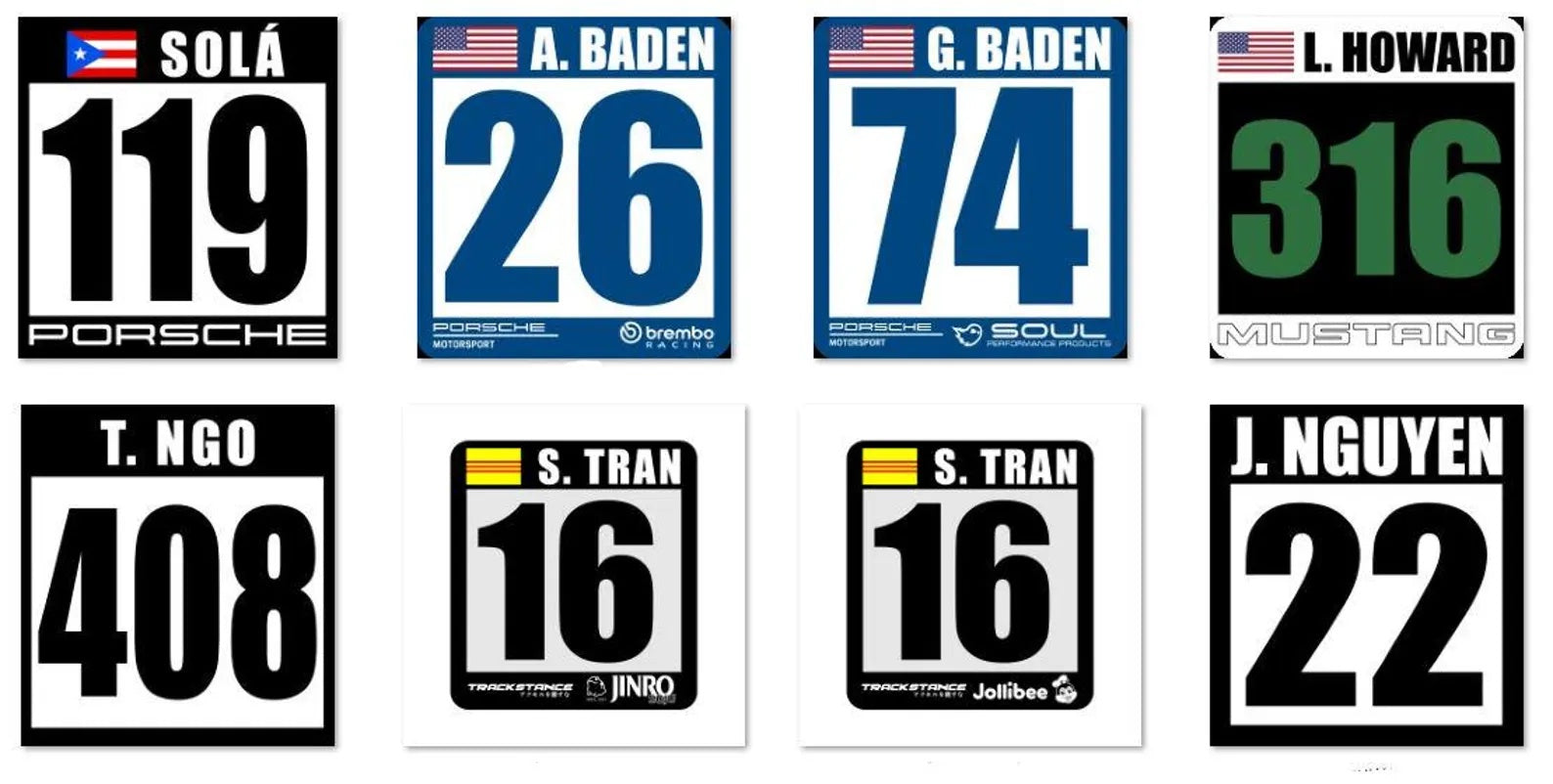 Custom Magnet Track Autocross Race Car Reusable Number Plate (1pc)