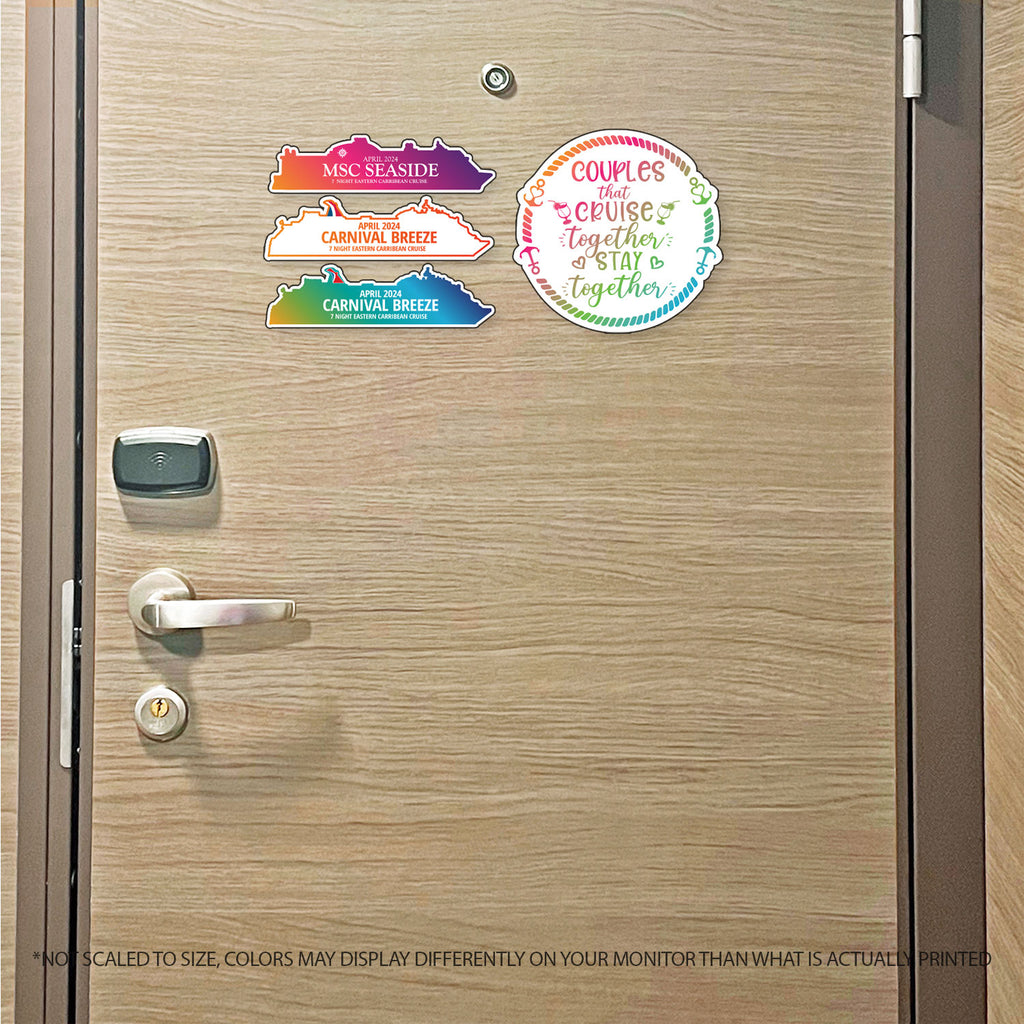 Custom Cruise Ship MAGNET Tracker - Custom Outlined Ship with Name Cruise Magnet - Several Colors