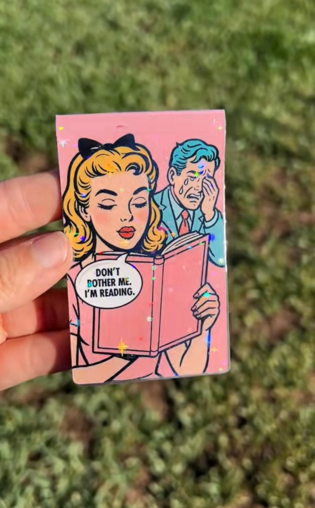 Funny Pop Art Style Pink Magnetic Bookmark - Don't Bother Me I'm Reading - Available in Holographic - 1pc