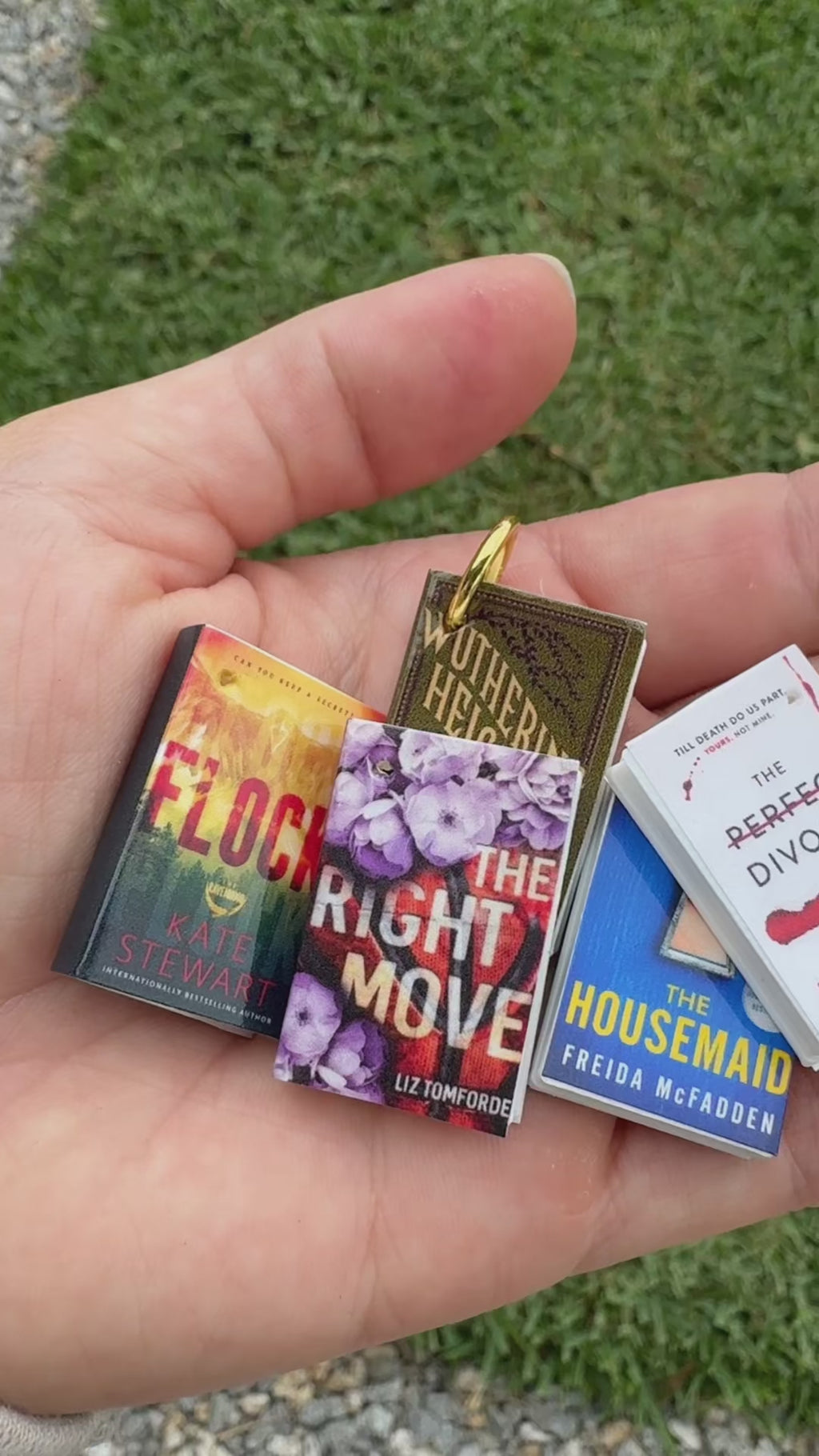 Mini 3D Books for Charm Bracelet, Key chain, Bag, E-Reader, Phone Charm, DIY - Custom Cover Option Available w/ Jump Ring - For Book Lovers