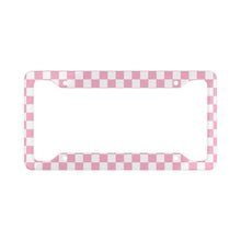 Load image into Gallery viewer, Checkers Checkered Pattern Boxes Squares License Plate Frame - Pink and White
