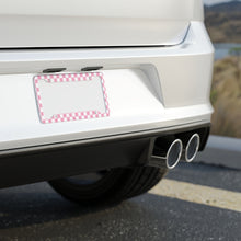 Load image into Gallery viewer, Checkers Checkered Pattern Boxes Squares License Plate Frame - Pink and White
