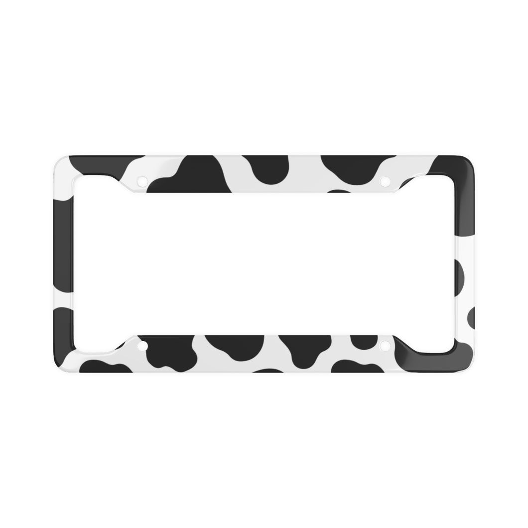 Copy of Dalmatian Pattern Dots Brush Strokes License Plate Frame - Black and White