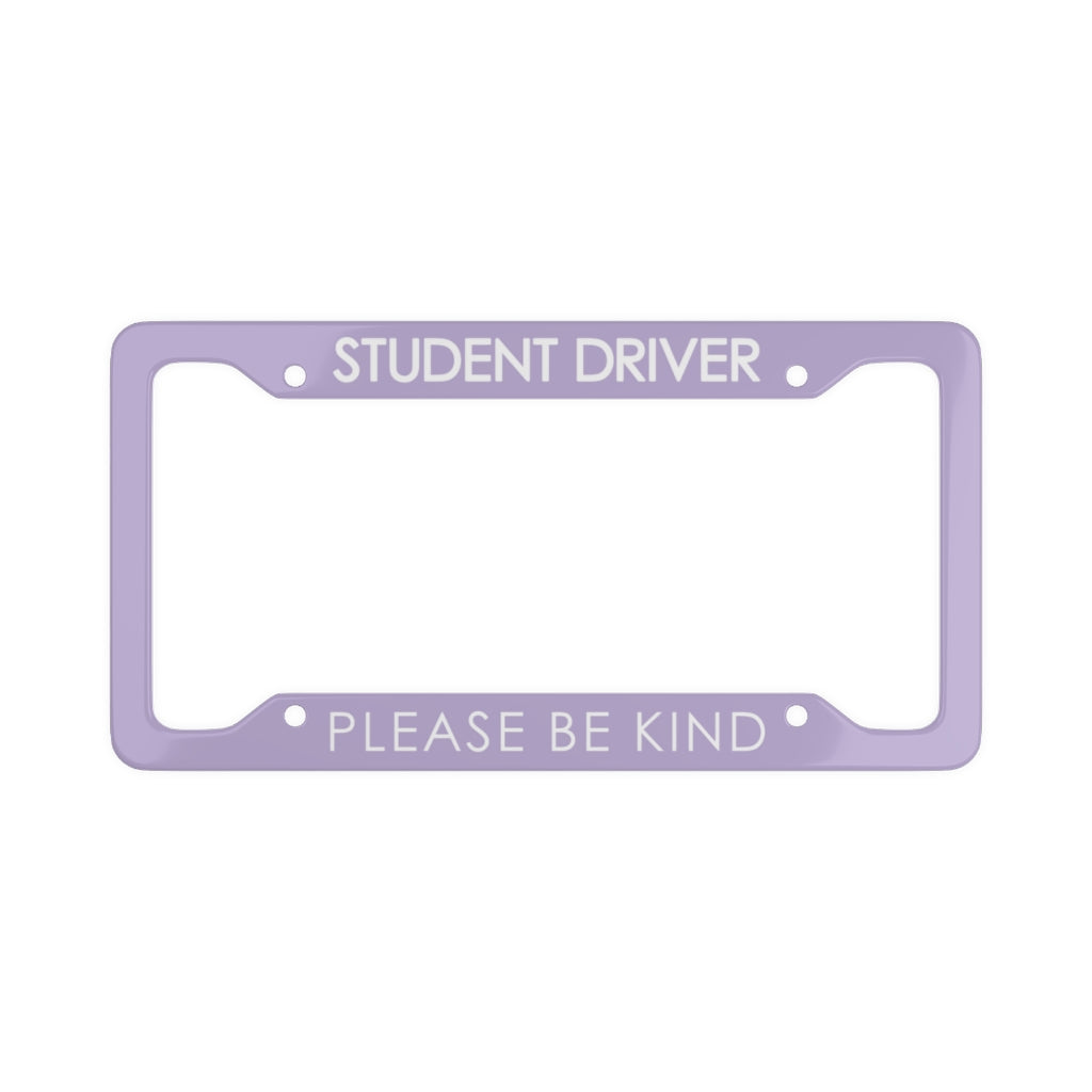 Student Driver Please Be Kind, Funny New Driver License Plate Frame - Purple