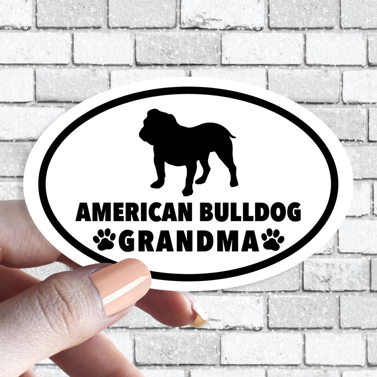 Dog Grandma - ANY Dog Black and White Oval Sticker (Pick ANY Dog)- Dog Grandparent - Dog Grandmas, Mama, Tita, Abuela, Granny