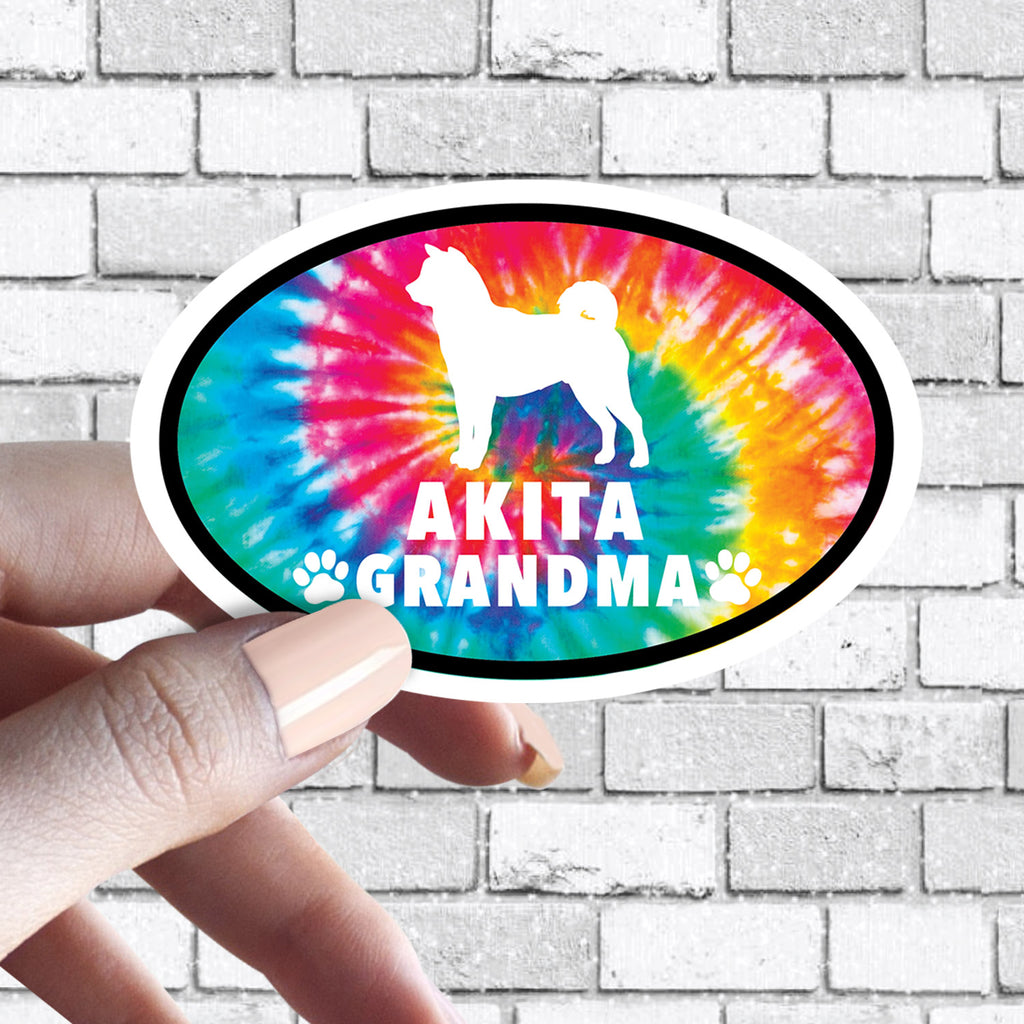 Dog Grandma - ANY Dog Tie Dye Oval Sticker (Pick ANY Dog)- Dog Grandparent - Dog Grandmas, Mama, Tita, Abuela, Granny