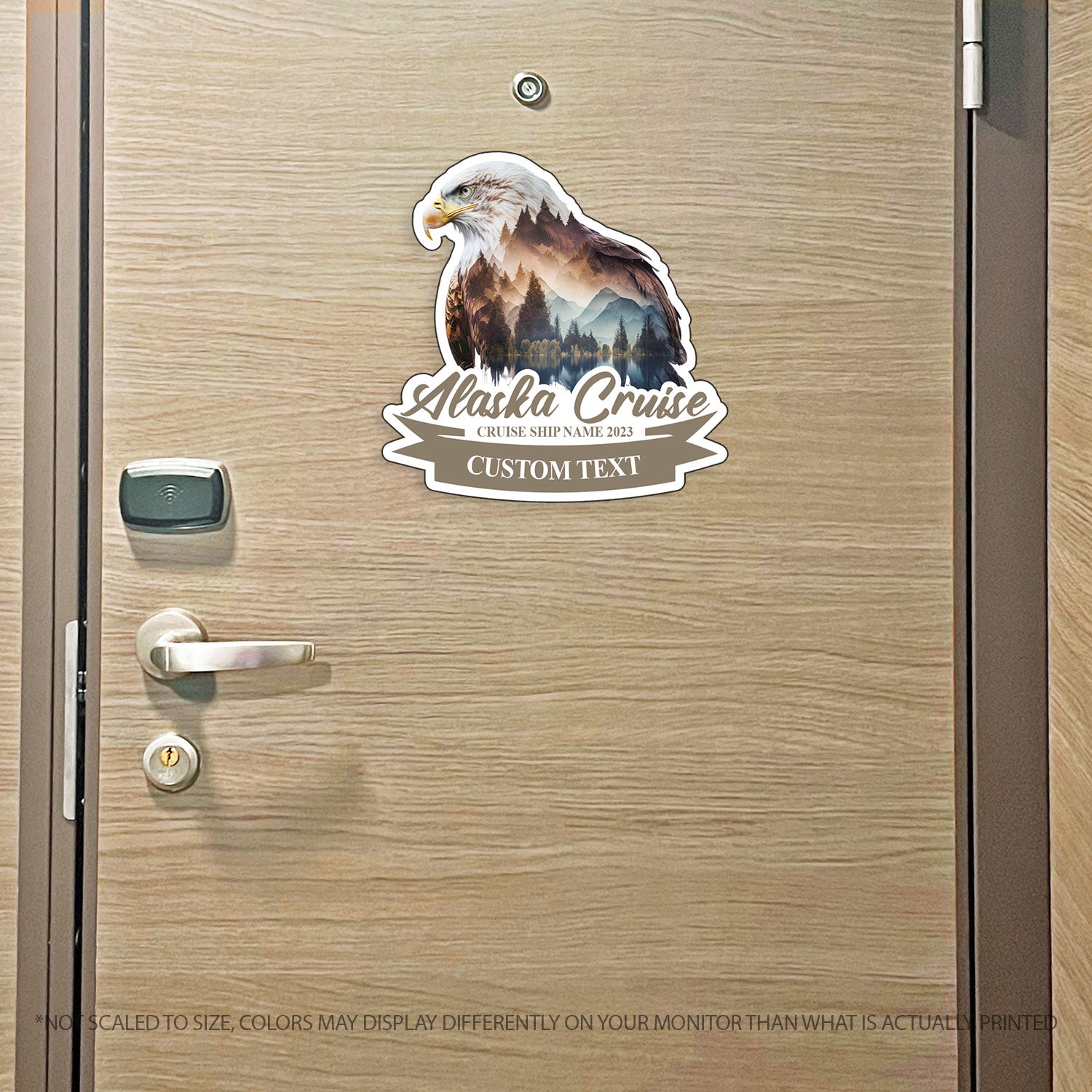 Custom Alaska Cruise - Alaska Landscape w/ Eagle - Custom Name and Ship Name - Custom Cruise Magnet - Several Colors