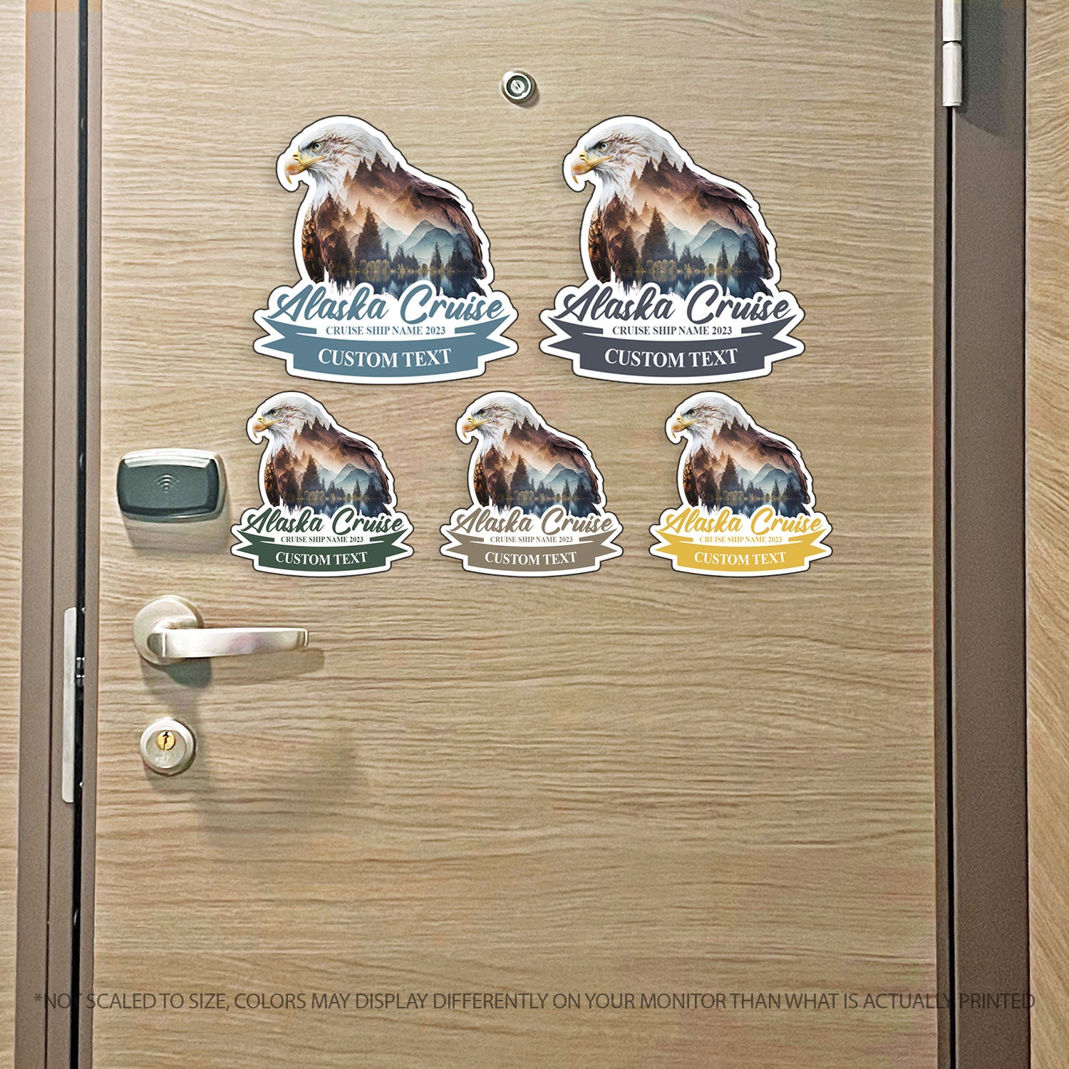 Custom Alaska Cruise - Alaska Landscape w/ Eagle - Custom Name and Ship Name - Custom Cruise Magnet - Several Colors
