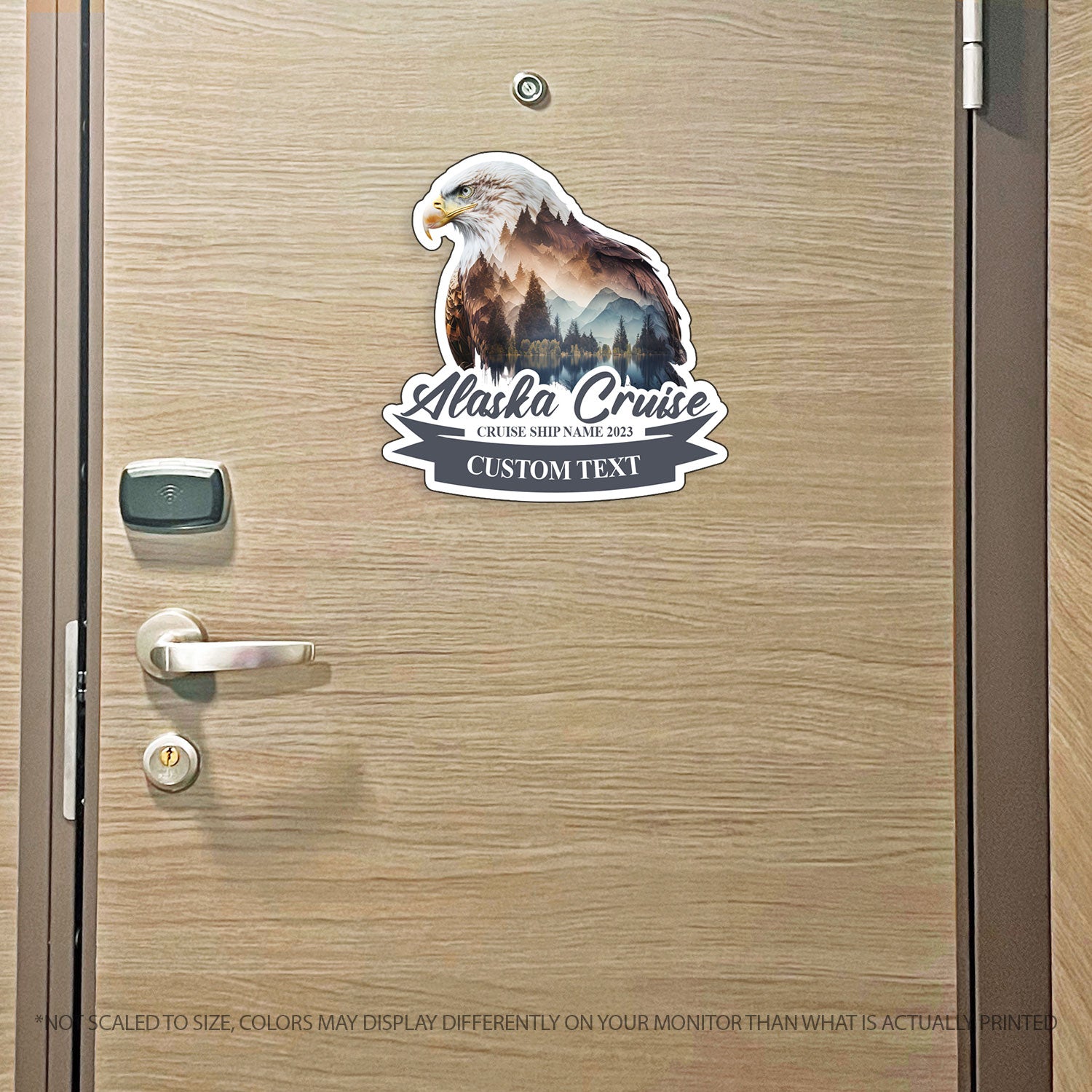 Custom Alaska Cruise - Alaska Landscape w/ Eagle - Custom Name and Ship Name - Custom Cruise Magnet - Several Colors