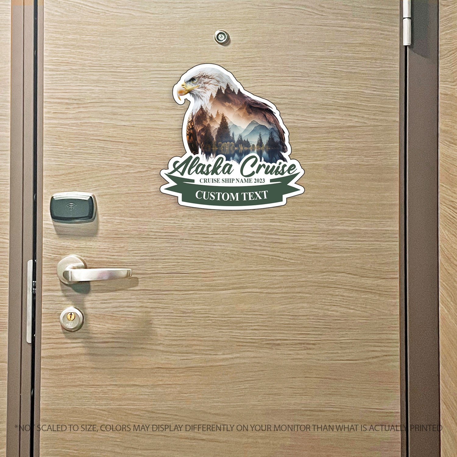 Custom Alaska Cruise - Alaska Landscape w/ Eagle - Custom Name and Ship Name - Custom Cruise Magnet - Several Colors