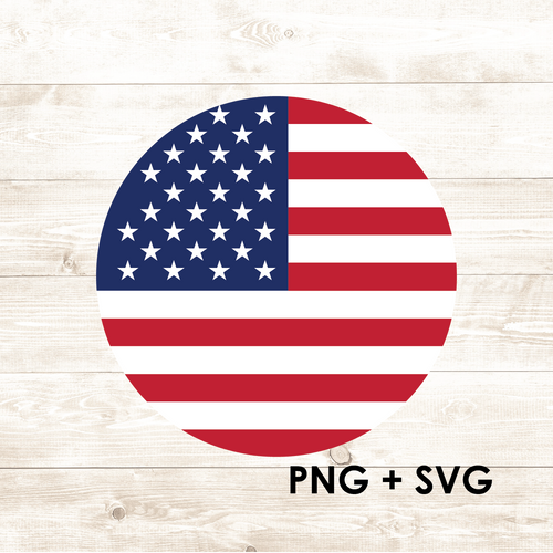 Round American Flag - Perfect for Buttons - SVG + PNG - Digital Download-Digital Download-Too Sweet SVGs